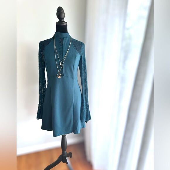 Free People It’s Now or Never Mini Night Out Dress in Teal Jewel Size L - Picture 8 of 16
